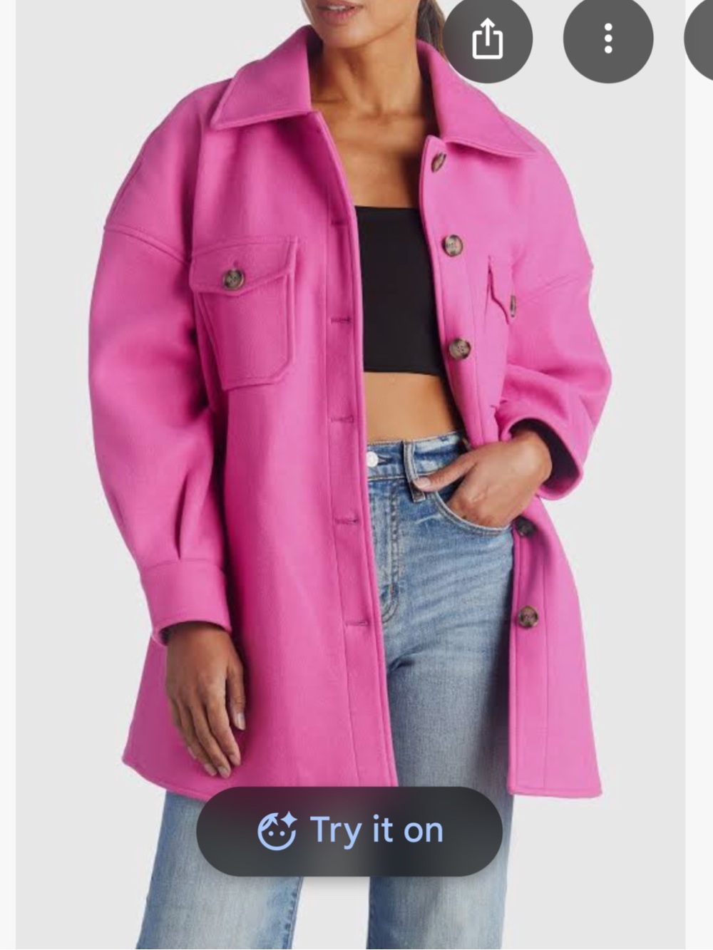 Avec Les Filles Hot Pink Oversized Button Trench Coat